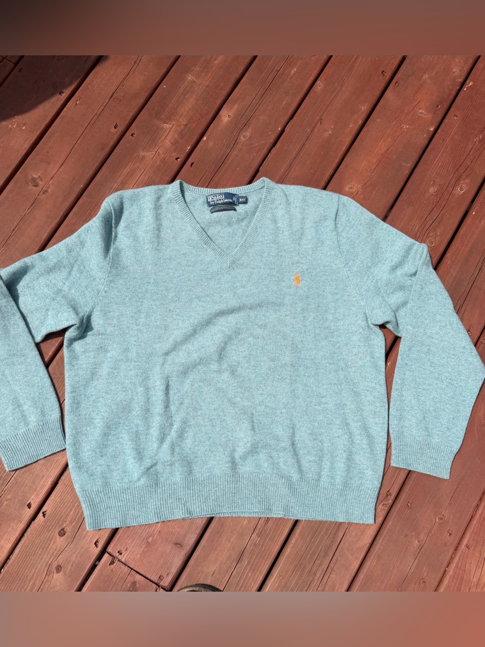 Ralph Lauren Light blue V neck XXL 100% lambswool